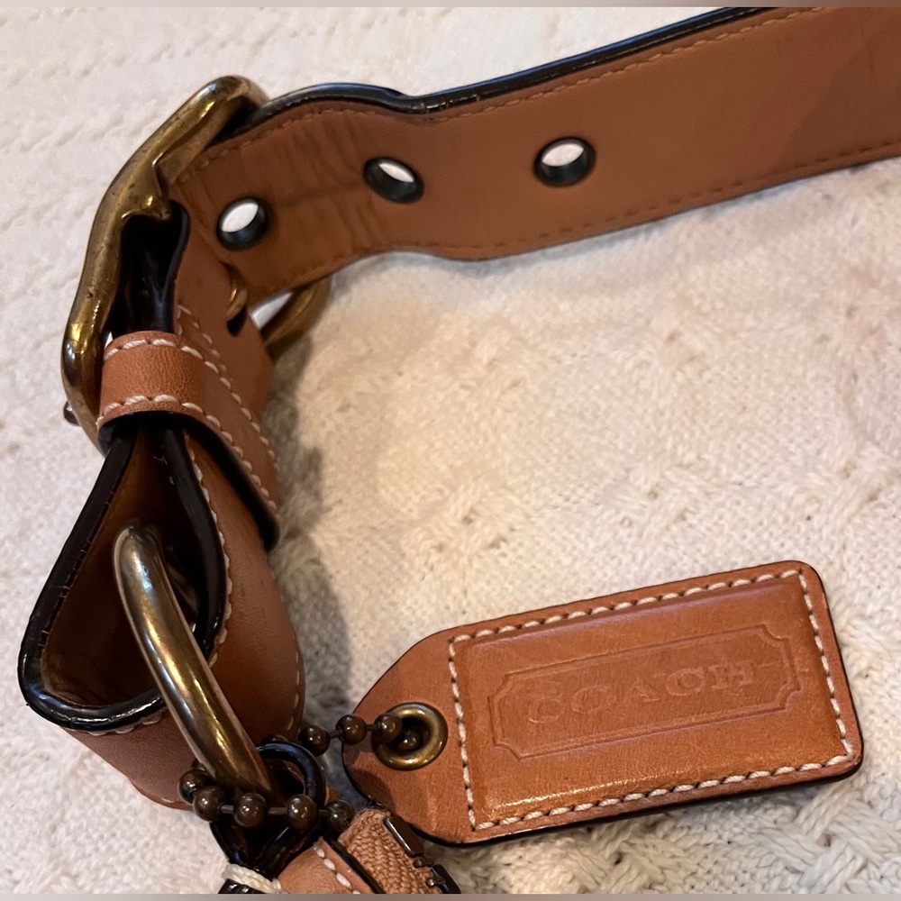 Vintage Coach Signature Jacquard Canvas Crossbody Brown Leather Trim and Hangtag - Picture 3 of 12